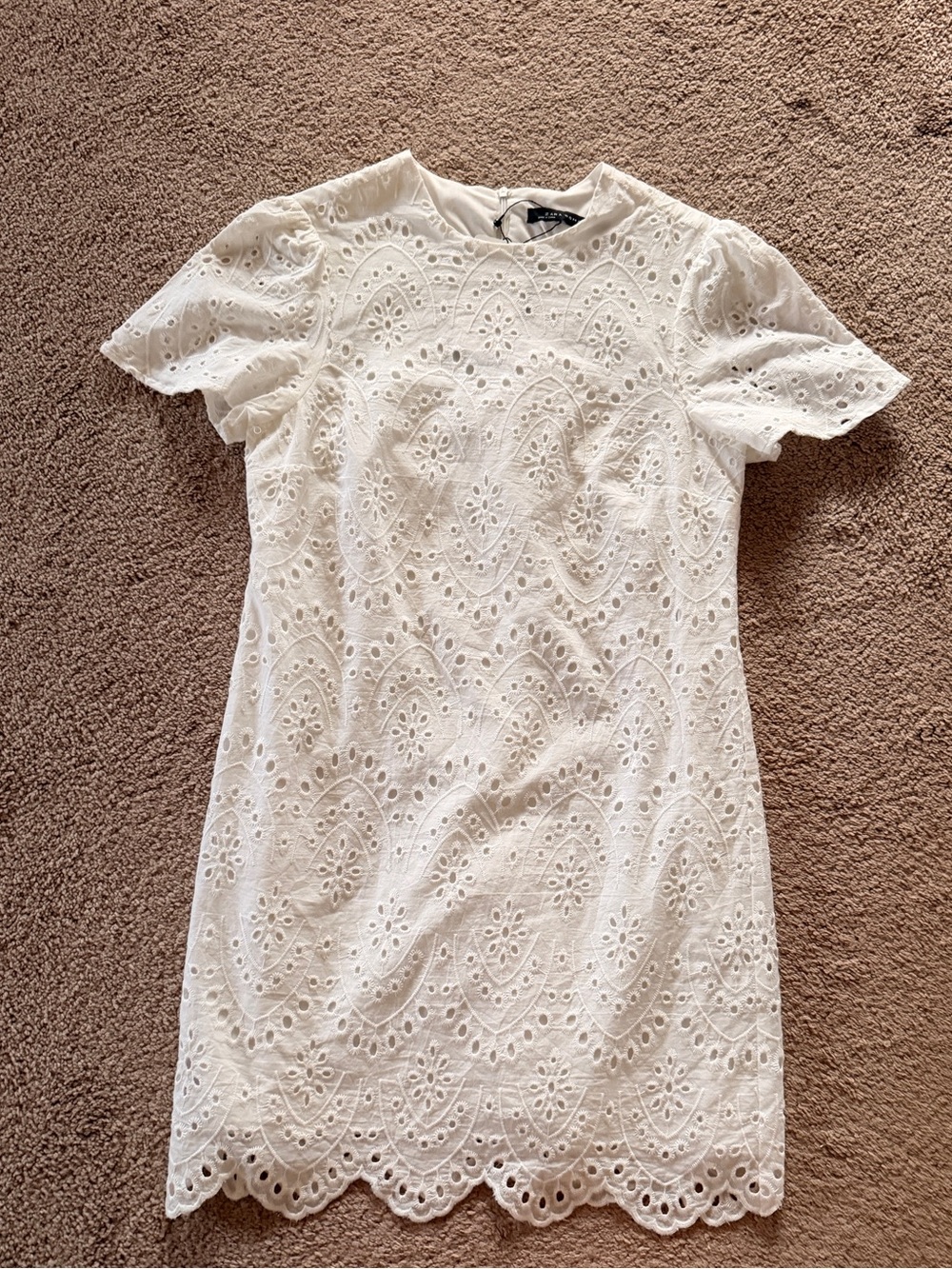 Zara White Eyelet Lace Mini Dress